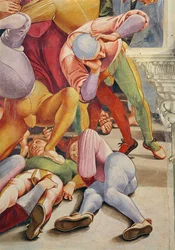 Detail van Profeten en het Einde van de Wereld, ingangsmuur van de Kapel van de Madonna di San Brizio, 1499-1504 (detail)